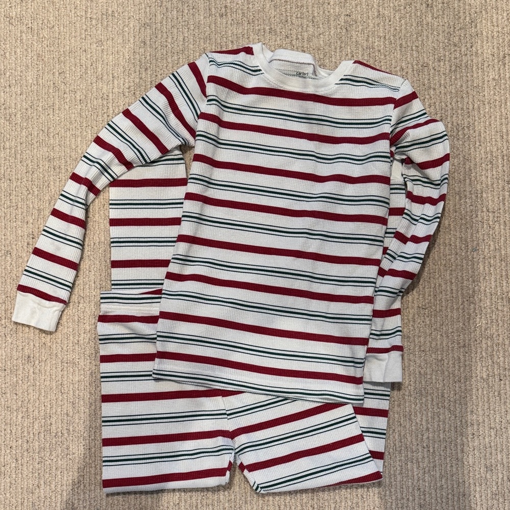 Carter's Kids Pajama Set - Red, and White Stripes